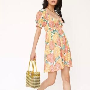 House of Harlow SZ XS Linen Dress with Orange Yellow Details